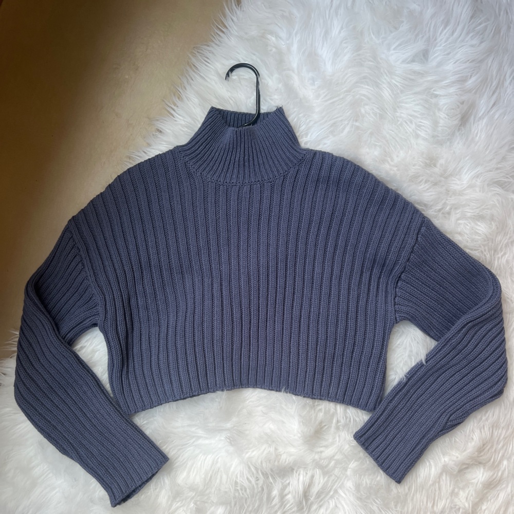 Zara Women's Ribbed Knit Sweater - Gray